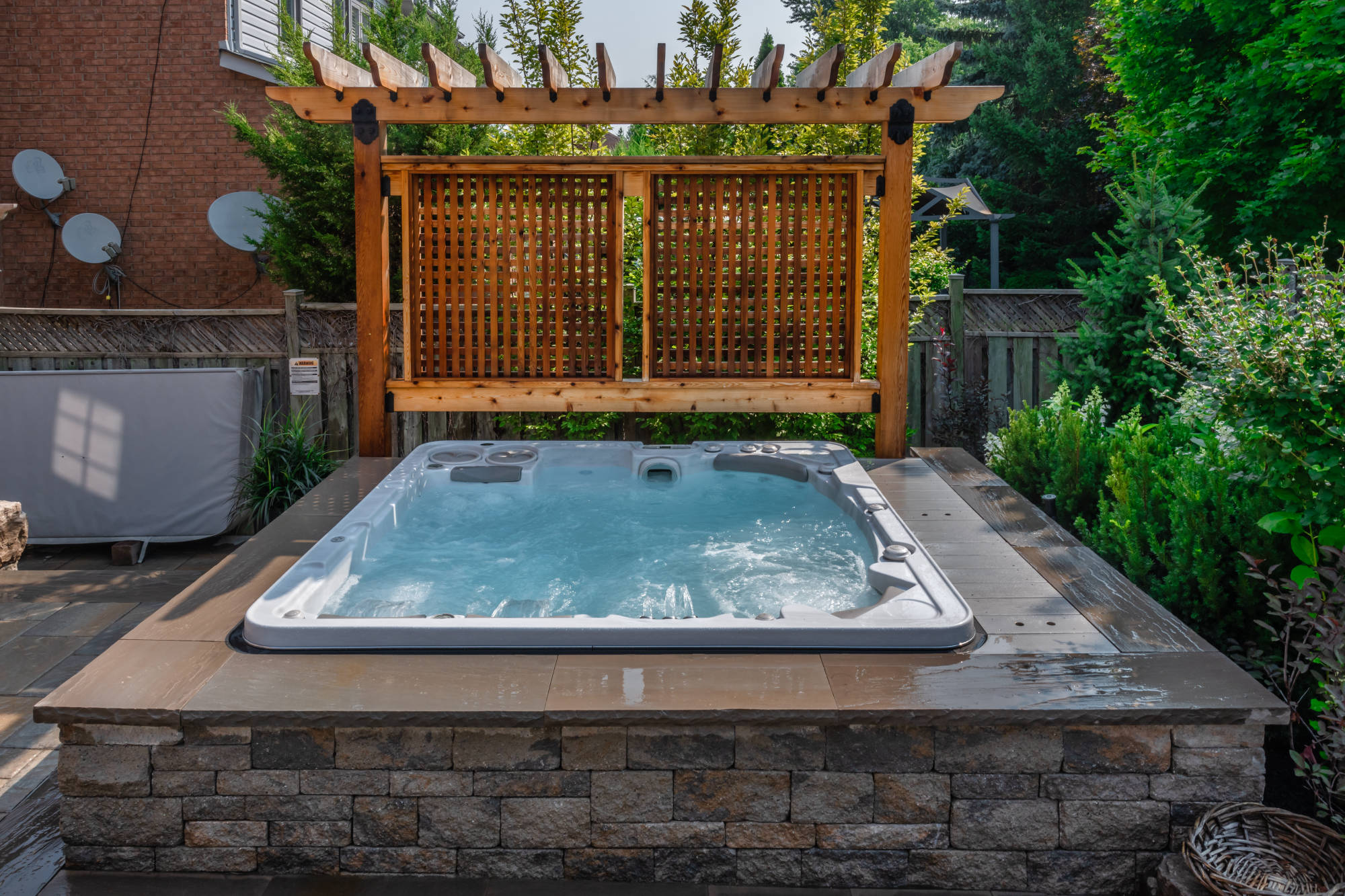 Hot Tub immerged in a stone frame